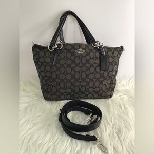 COACH "Kelsey" Black Monogram Canvas Small Satchel Bag Read Description